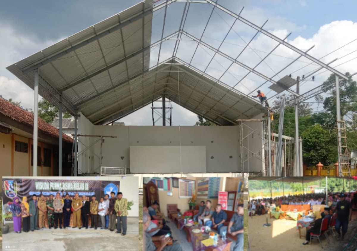 Proses Pembangunan Panggung Seni SMP Negeri 1 Parengan Tuban(Foto : Istimewa)